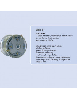 WHEEL 5'' WITH BRAKE SYSTEM  WITH 4 PISTON AND DOUBLE DISC - STANDARD