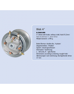 WHEEL 4'' WITH BRAKE SYSTEM  WITH 4 PISTON AND DOUBLE DISC - STANDARD