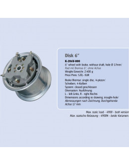 WHEEL 6'' WITH BRAKE 4 PISTON SINGLE DISC - STANDARD